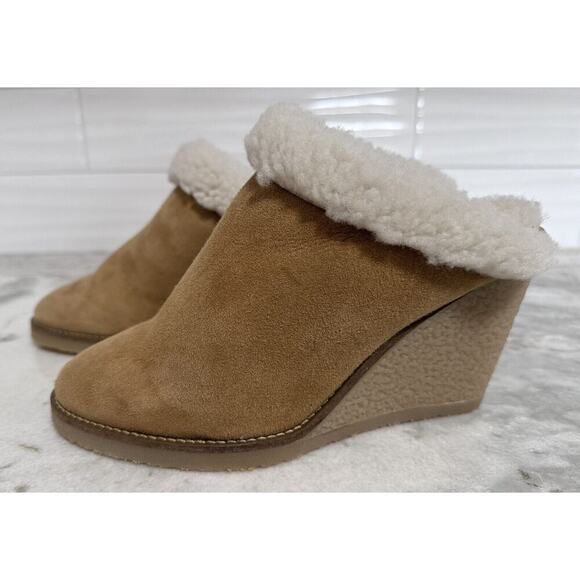 Isabel Marant Takita Shearling Suede Wedge Mule Slide On Shoes Size 37 - Picture 4 of 16